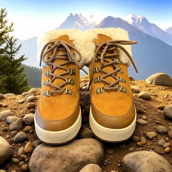 UGG Kookaburra Tinlee Cozy Fur-Lined Tan Lace-Up Boots - Picture 5 of 12